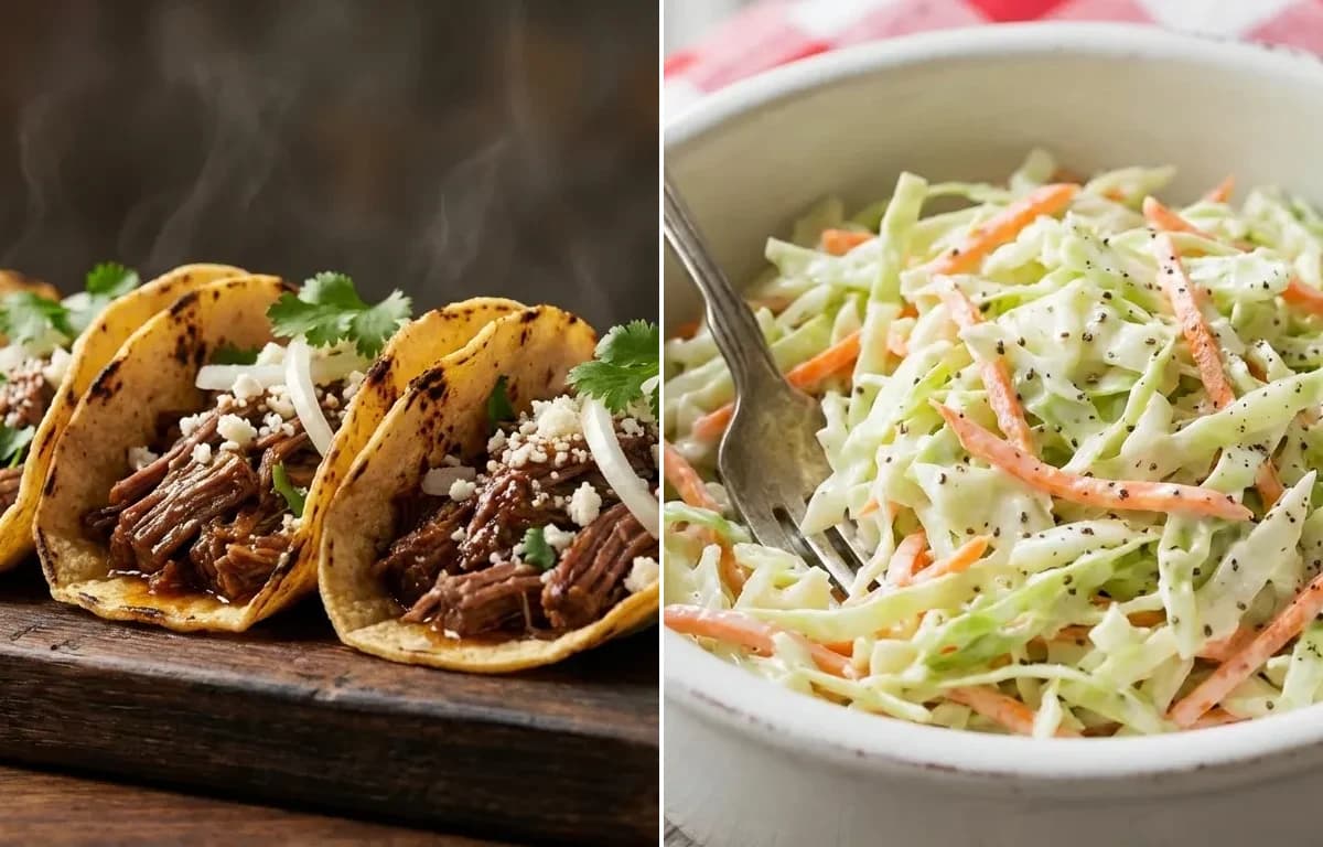 Brisket Tacos with Coleslaw