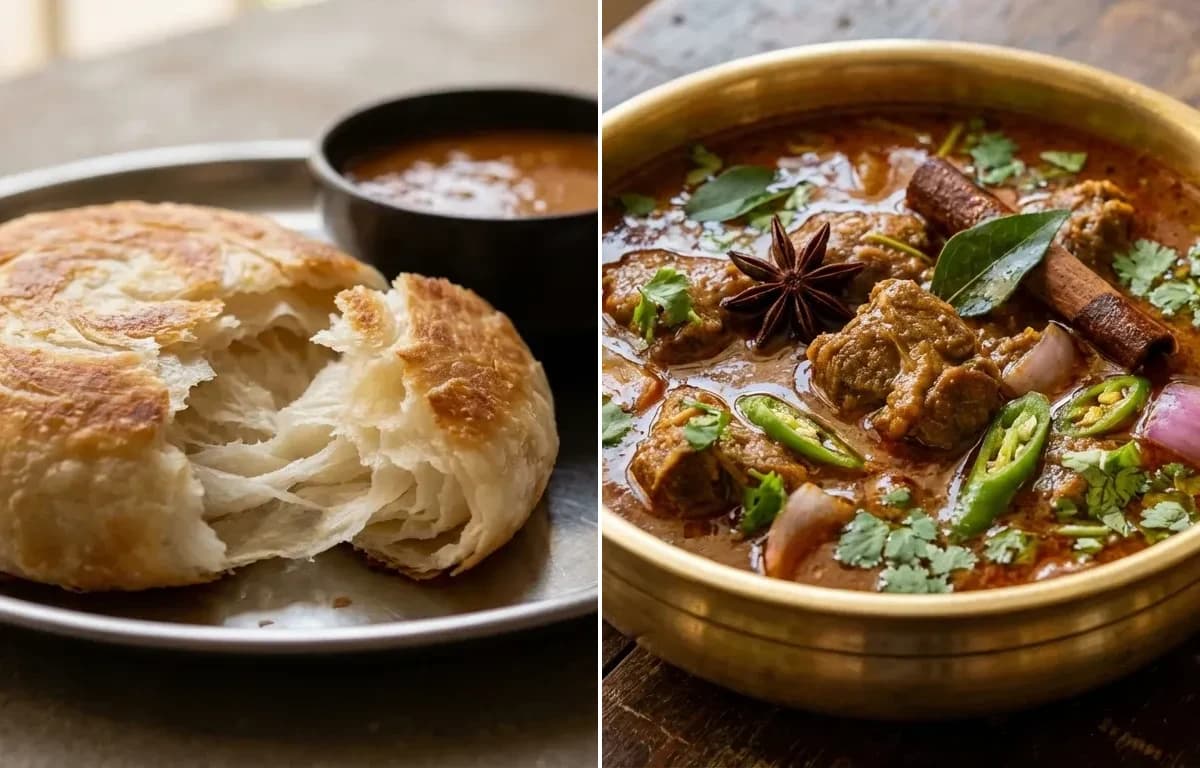 Bun Parotta with Mutton Salna