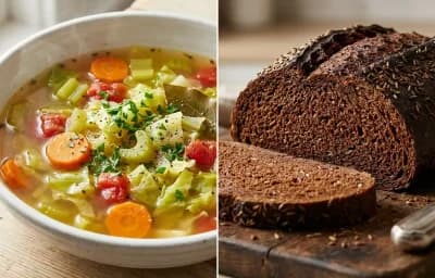 Cabbage Soup with Pumpernickel Bread