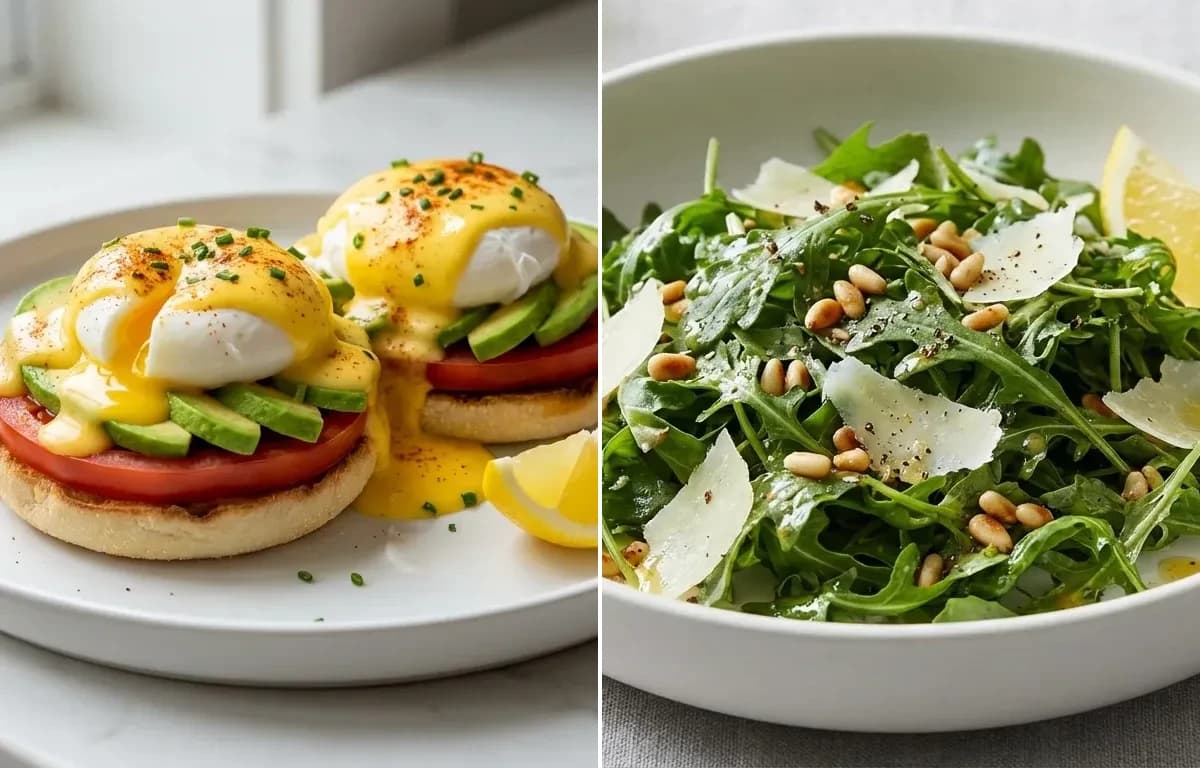 California Eggs Benedict with Arugula Salad