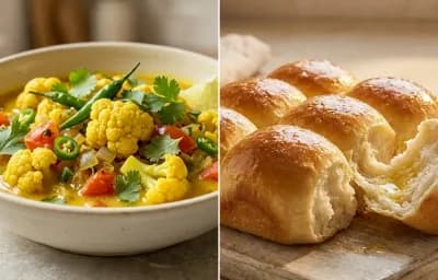 Cauliflower Caldin with Ladi Pav