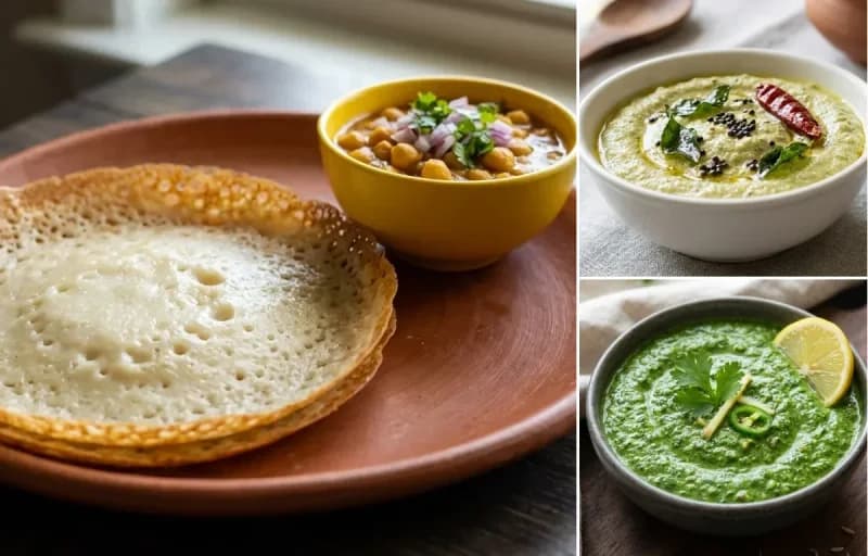 Chakuli Pitha, Nadia Chutney and Dhania Chutney