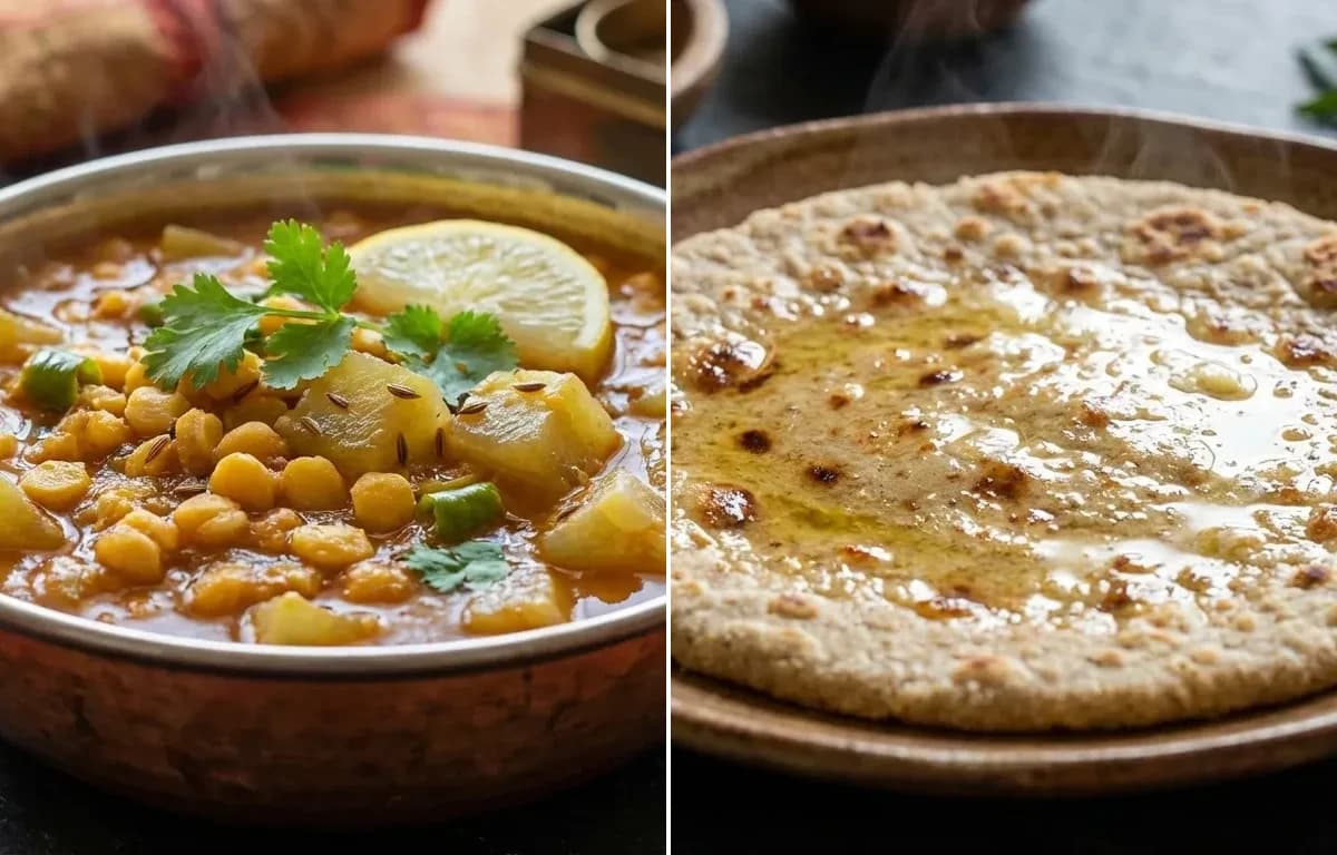 Chana Dal Lauki with Jonna Rotte