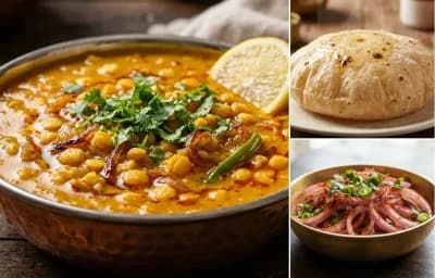 Chana Dal Masala with Phulka and Onion Salad