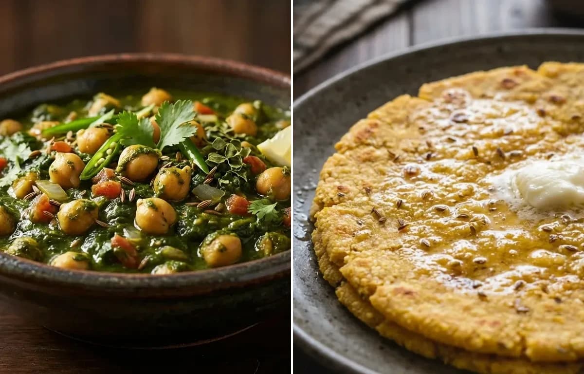 Chana Saag with Makki di Roti