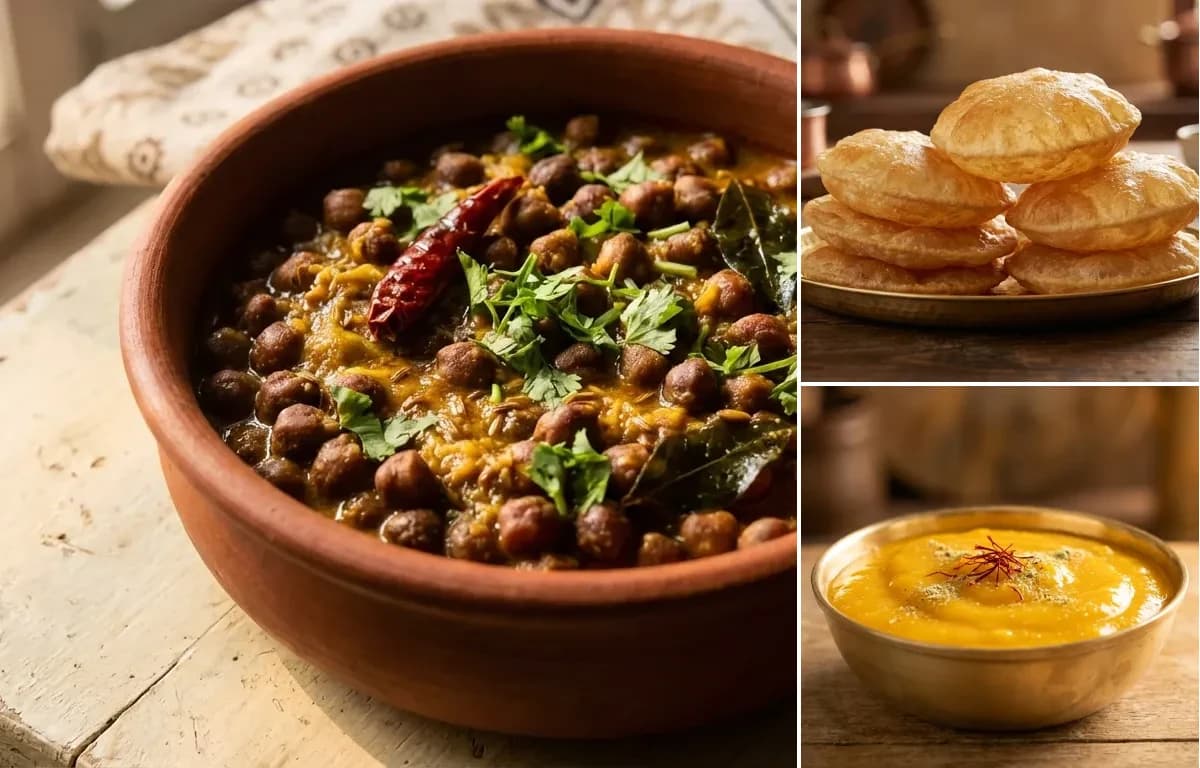 Chane Jaiselmeri, Puri and Aamras