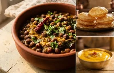 Chane Jaiselmeri with Puri and Aamras