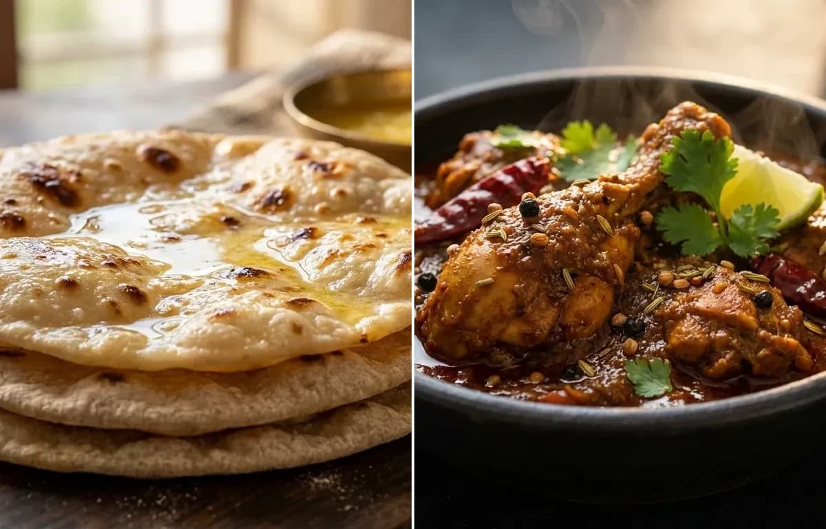 Chapati with Chicken Chettinad Masala