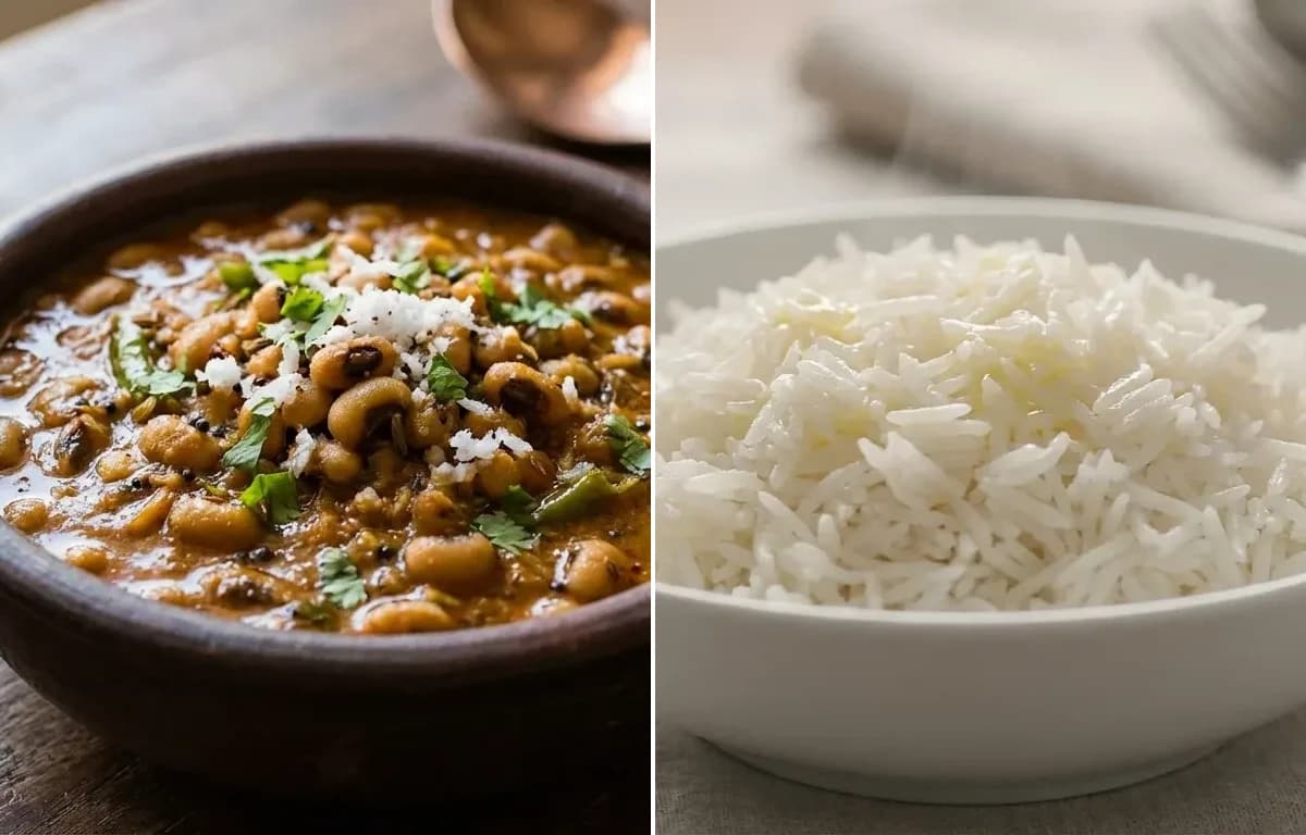 Chawlichi Usal with Steamed Basmati Rice