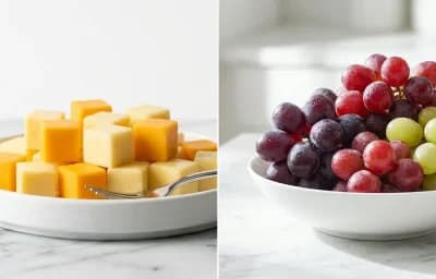 Cheese Cubes with Grapes