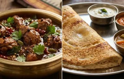 Chettinad Chicken Curry with Dosa
