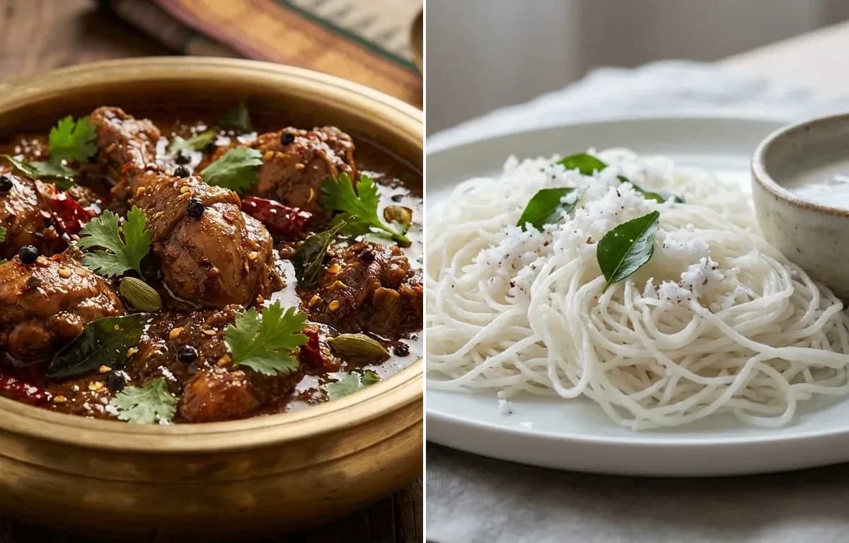 Chettinad Chicken Curry with Idiyappam