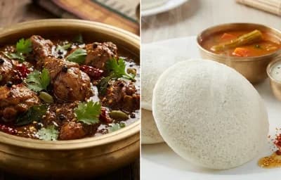 Chettinad Chicken Curry with Idli