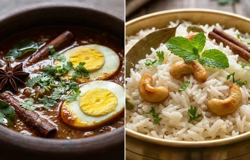 Chettinad Egg Curry with Coconut Milk Rice