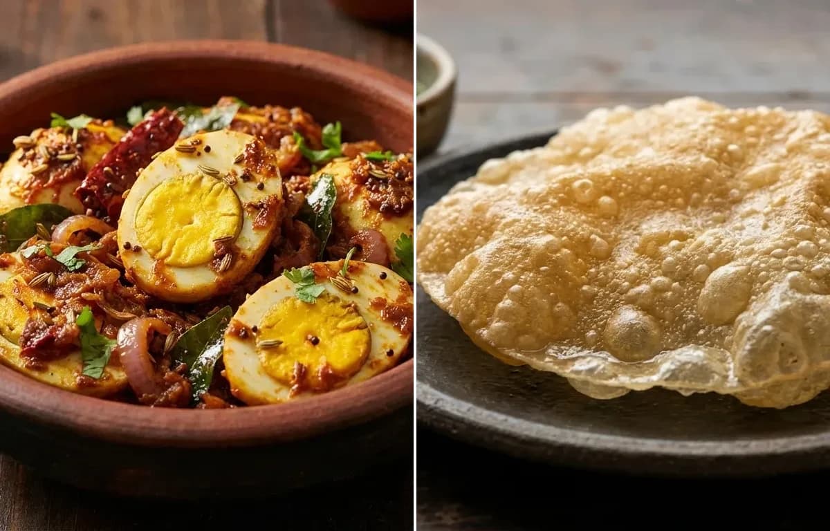 Chettinad Egg Varuval with Appalam