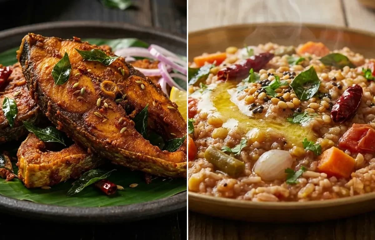 Chettinad Fish Fry with Sambar Rice