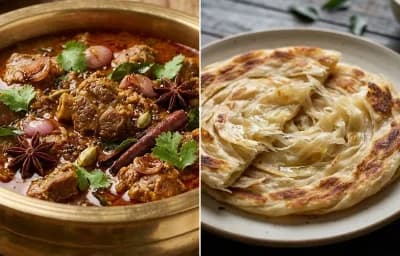 Chettinad Mutton Kuzhambu with Parotta