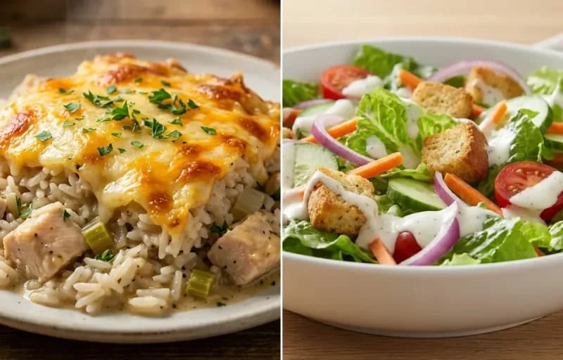 Chicken and Rice Casserole with Side Salad