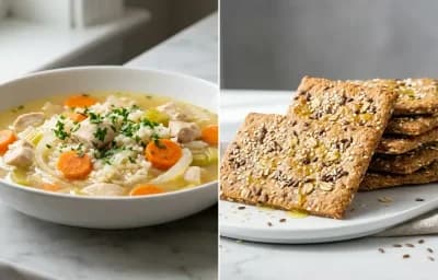 Chicken and Rice Soup with Whole Grain Crackers