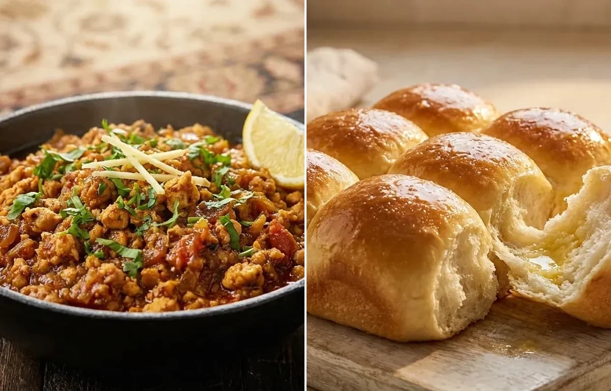 Chicken Bhurji with Ladi Pav