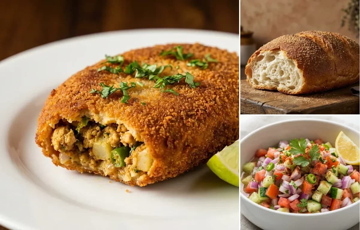 Chicken Cutlet, Pauruti and Kachumber Salad