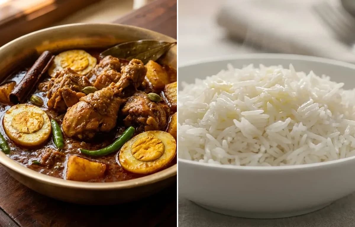 Chicken Dak Bungalow with Steamed Basmati Rice