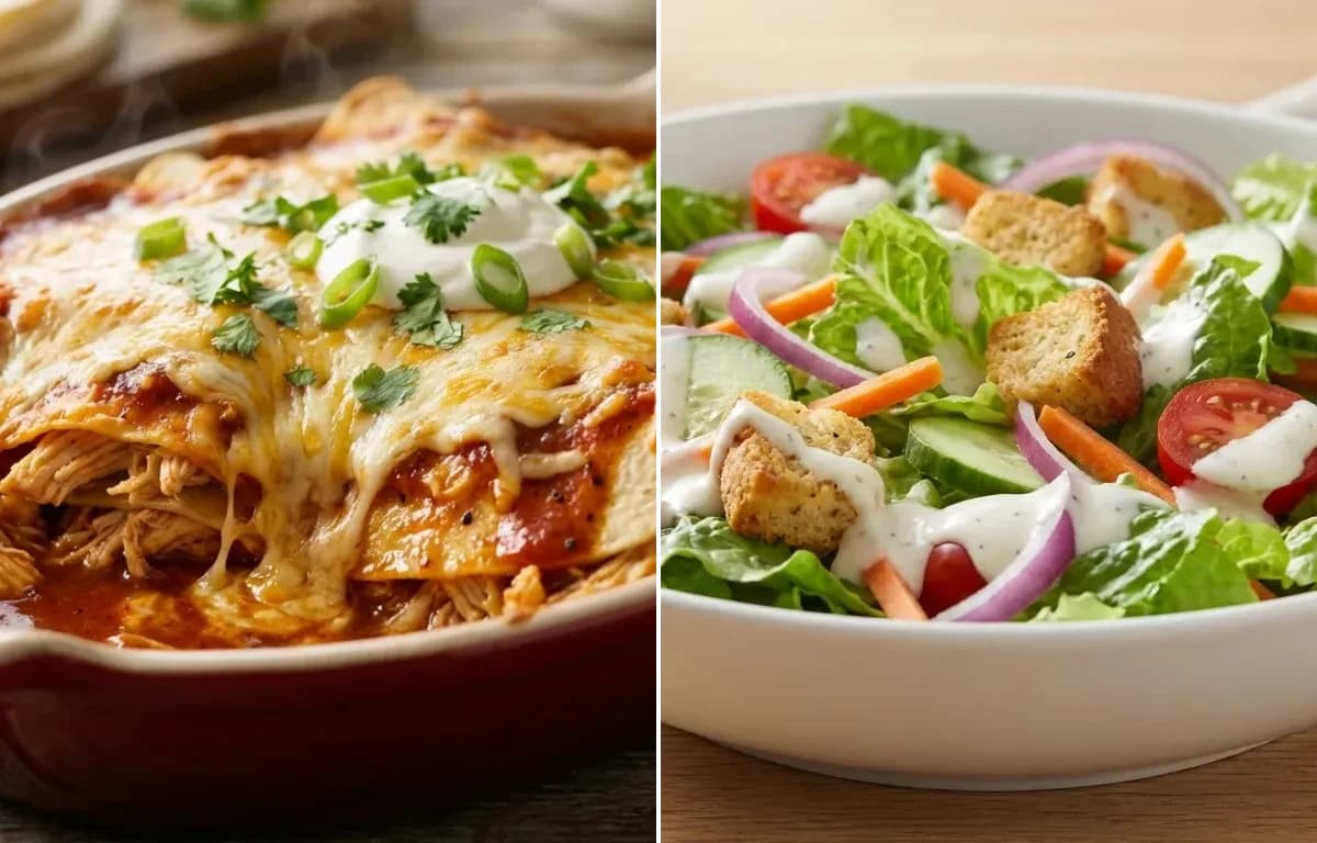 Chicken Enchilada Casserole with Side Salad