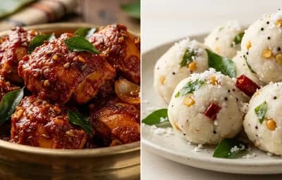 Chicken Ghee Roast with Pundi Gatti