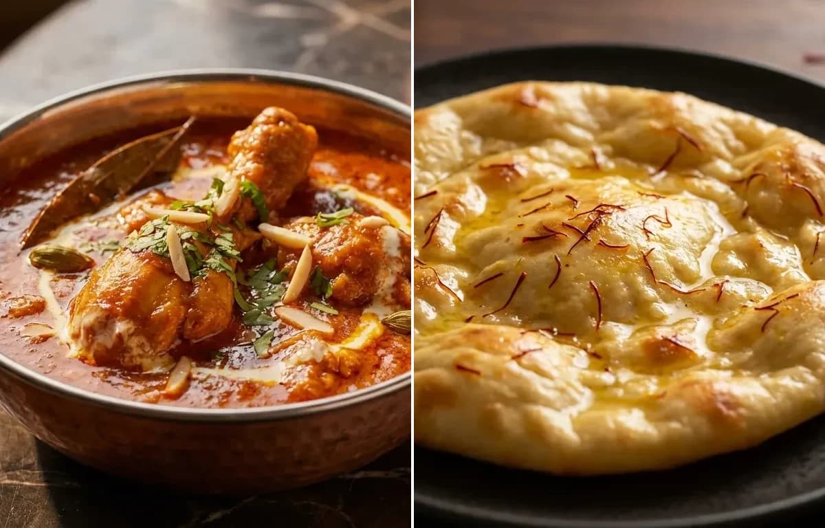 Chicken Jahangiri with Saffron Sheermal