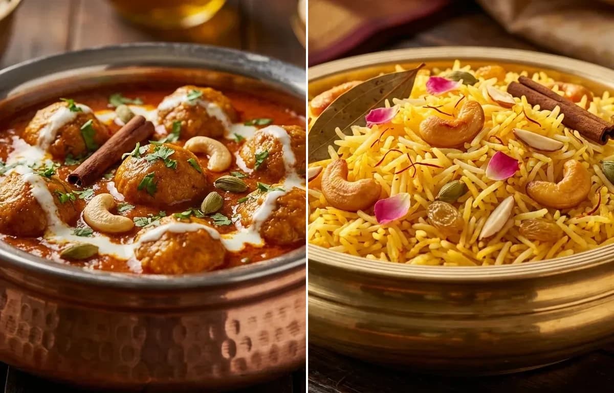 Chicken Kofta Curry with Kesar Pulao