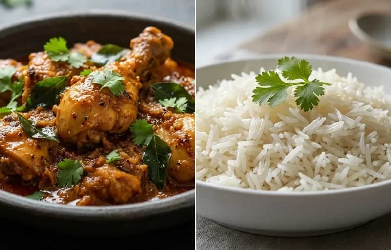 Chicken Kundapuri with Boiled Rice