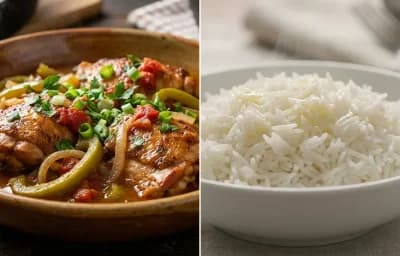 Chicken Sauce Piquant with Steamed Basmati Rice