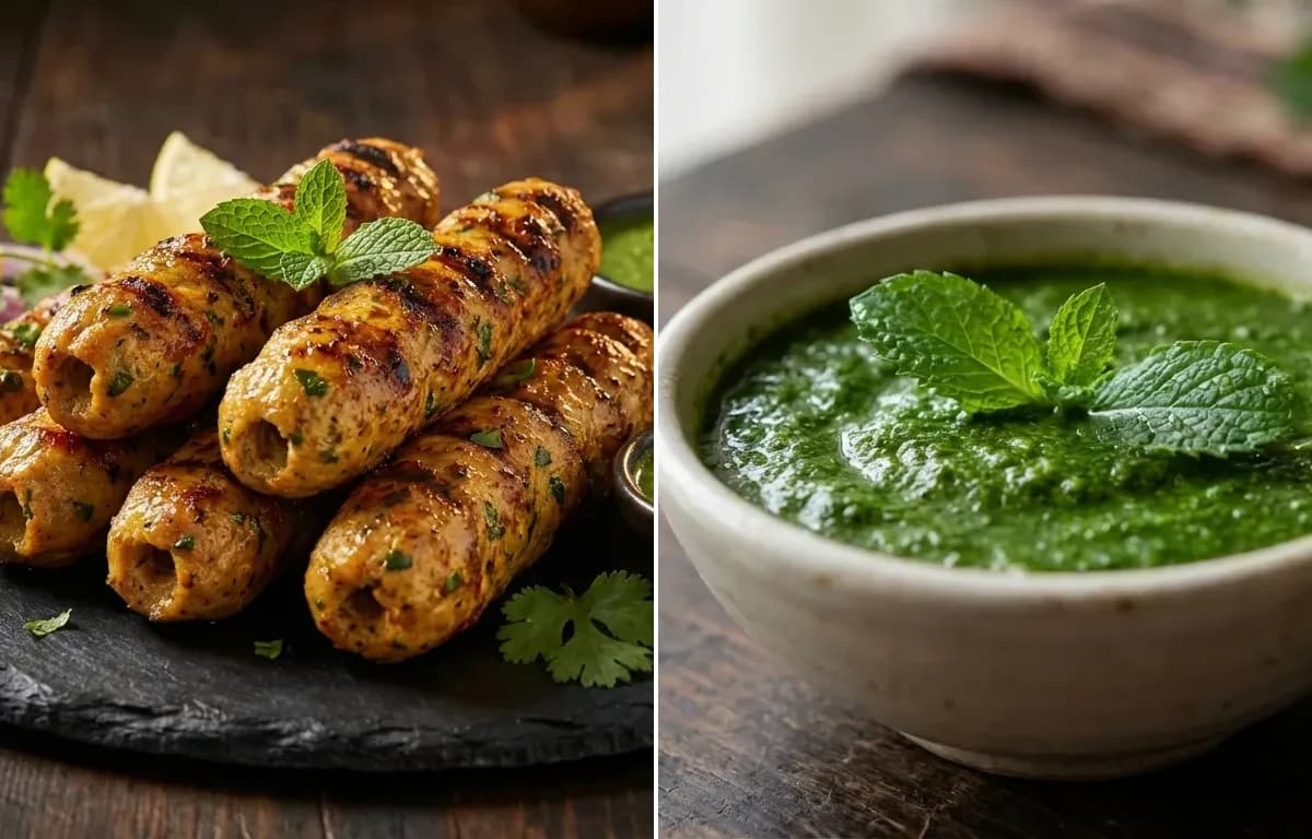 Chicken Seekh Kebab with Mint Chutney