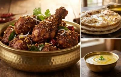 Chicken Sukka with Chapati and Varan