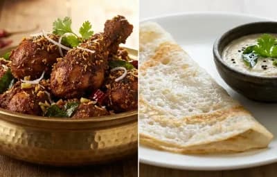 Chicken Sukka with Neer Dosa