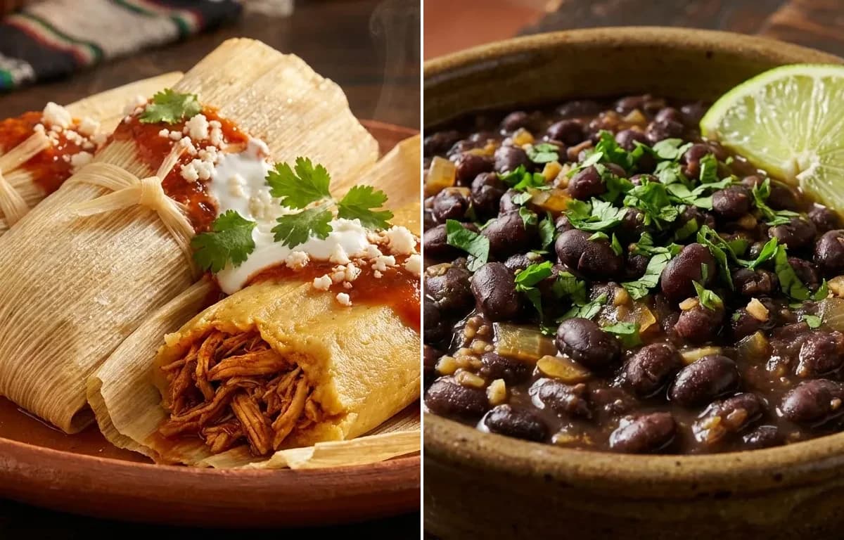 Chicken Tamales with Savory Black Beans
