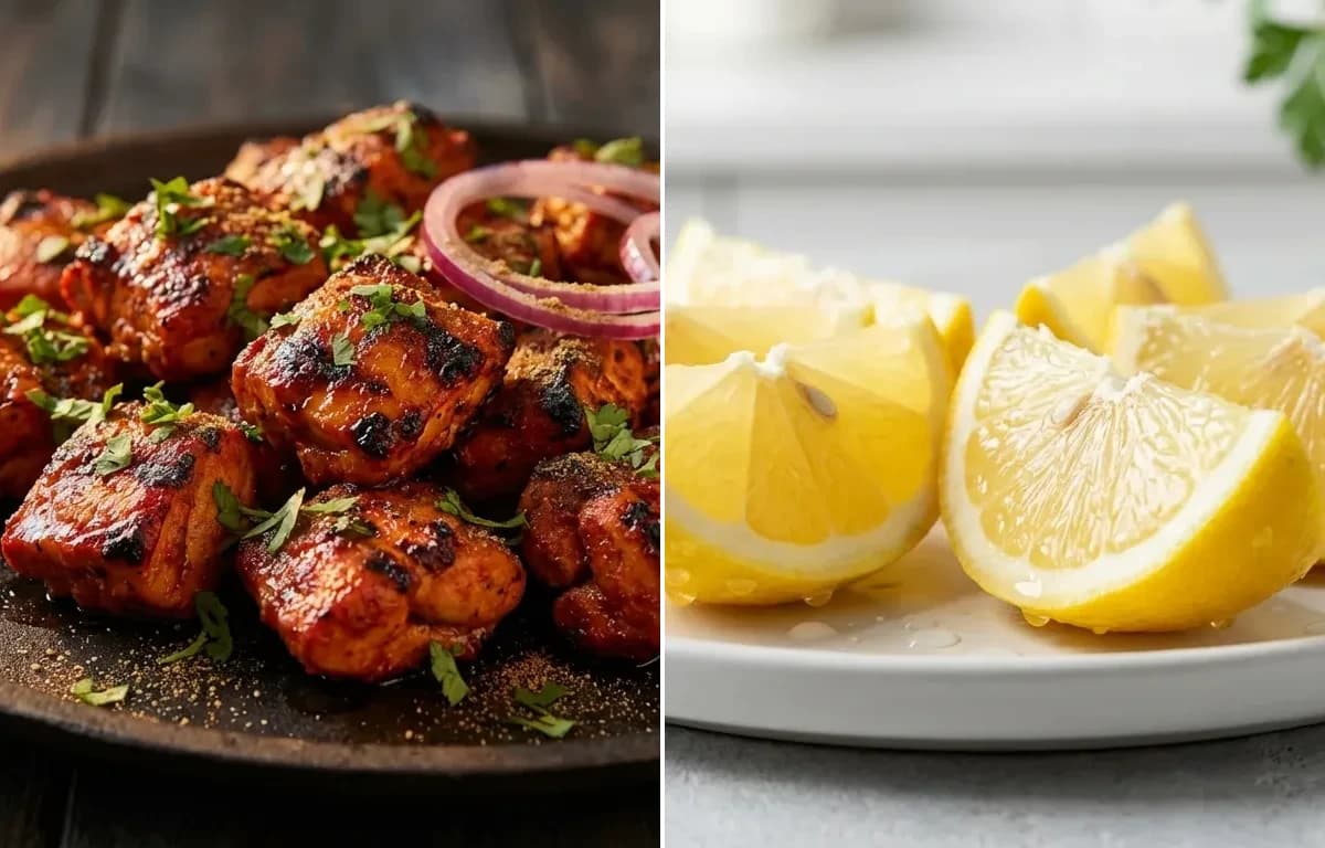 Chicken Tikka with Lemon Wedges