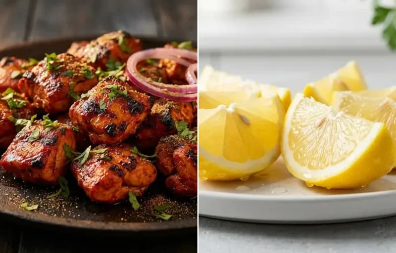 Chicken Tikka with Lemon Wedges