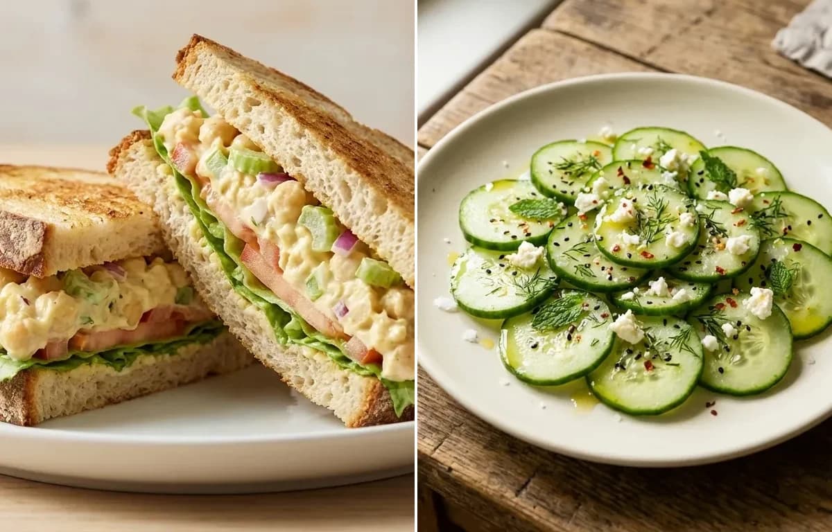 Chickpea Salad Sandwich with Cucumber Slices