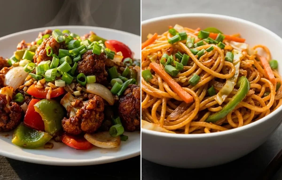 Chilli Gobi Dry with Schezwan Noodles