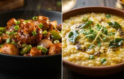 Chilli Mushroom Dry with Congee