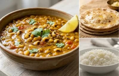 Chora nu Shaak with Rotli and Steamed Basmati Rice