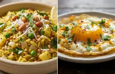 Chuda Upma with Fried Egg