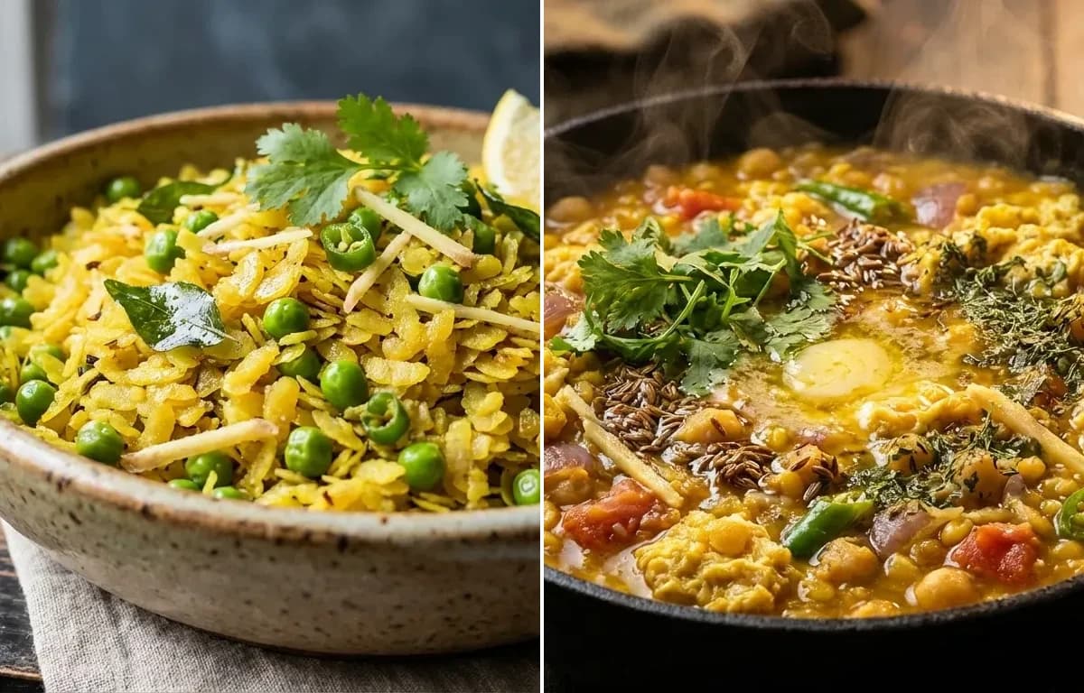 Chura Matar with Anda Tadka Fry