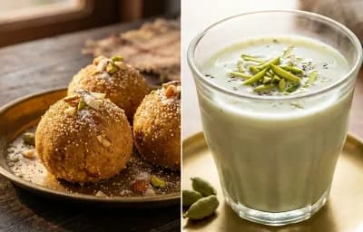 Churma Ladoo with Cardamom Milk