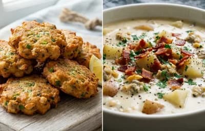 Clam Cakes with Clam Chowder