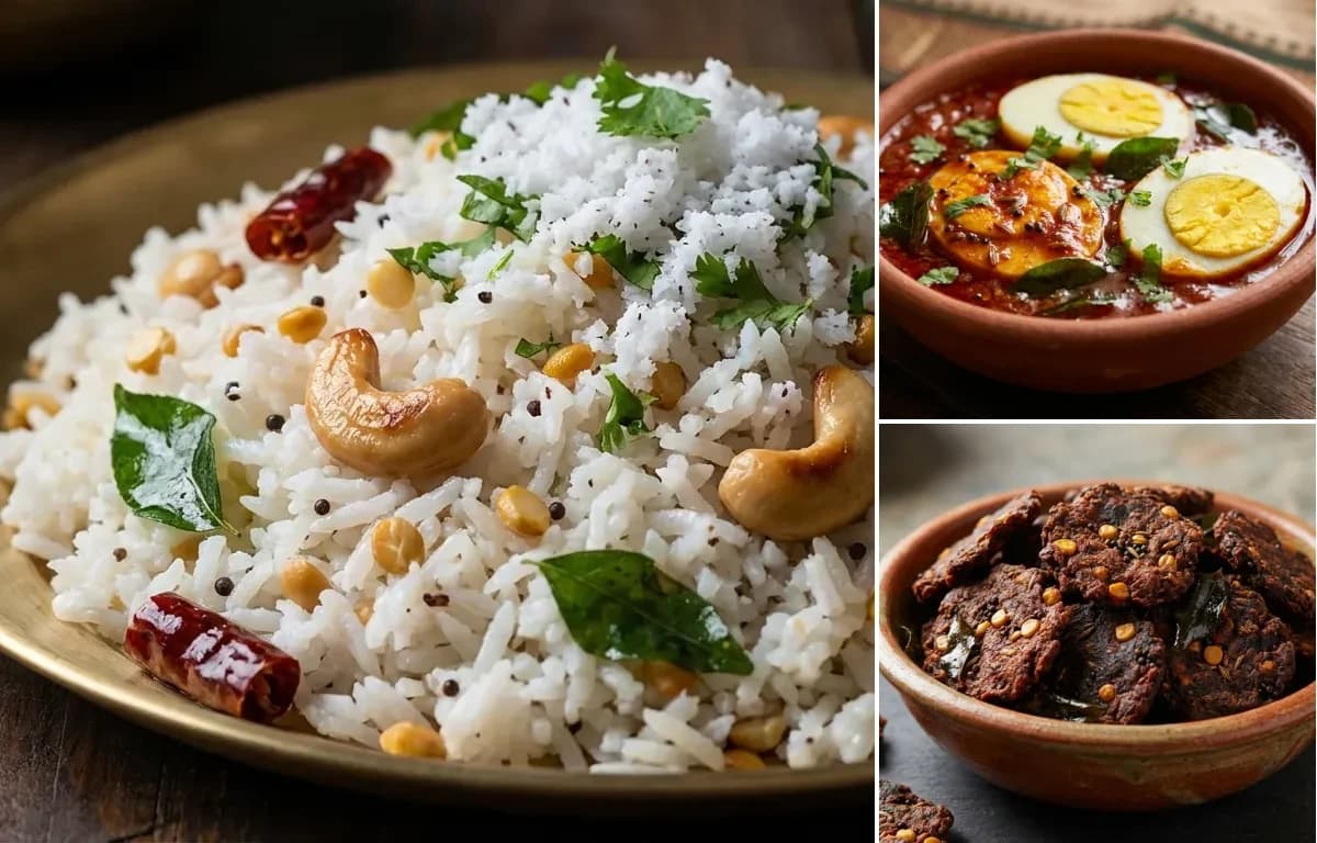 Coconut Rice, Muttai Masala and Vadagam