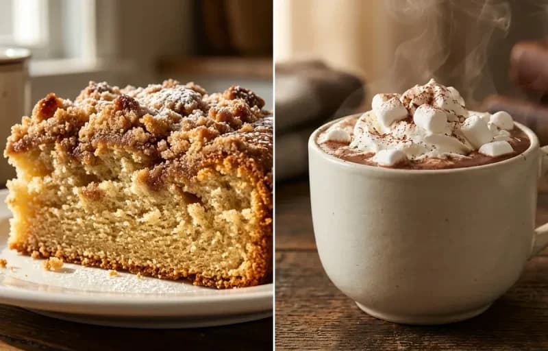 Coffee Cake with Hot Chocolate