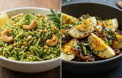 Coriander Rice with Egg Pepper Fry