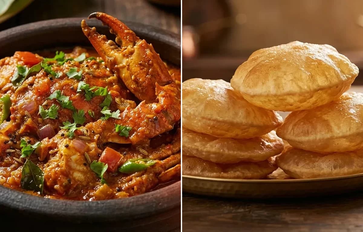 Crab Masala with Puri